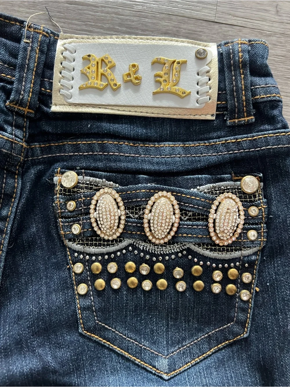 Rock & Love Embellished Studded Skinny Jeans | Size 1 | Embellished Pockets